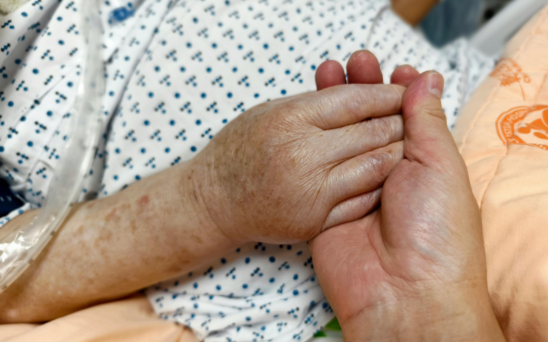In-home wound care nurse providing comfortable patient support