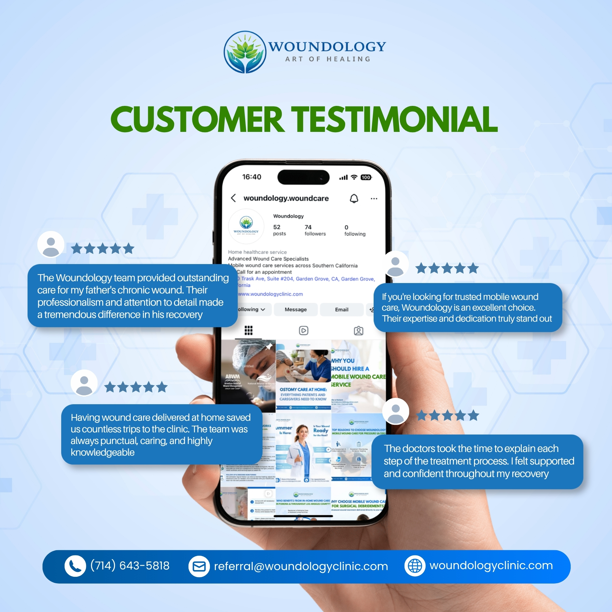 Patients and caregivers Testimonials for Mobile Wound Care in Huntington Beach