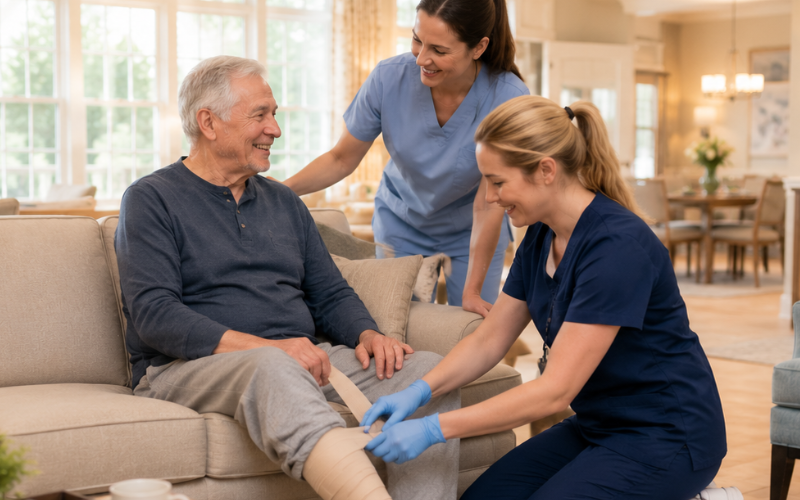 Mobile wound care in assisted living facility