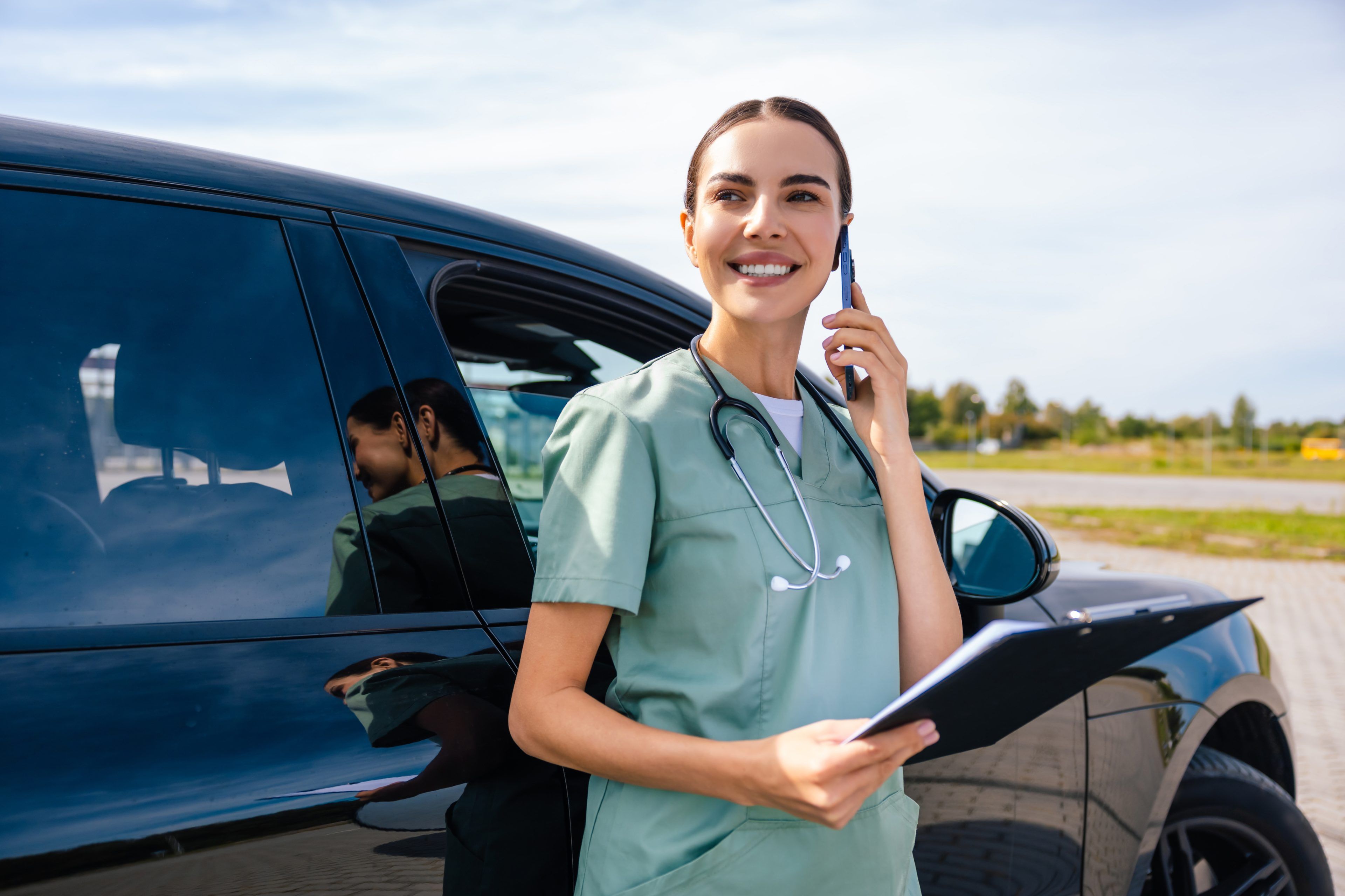 Mobile nurse on phone
